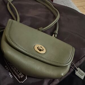 Olive Green Leather Crossbody Bag